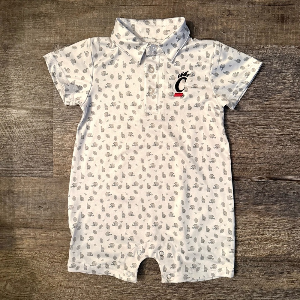 Cincinnati Bearcats Baby Polo‎ Romper 6–12M | Garb Team | Game Day Outfit